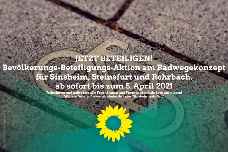 Bevölkerungs-Beteiligungs-Aktion am Radwegekonzept für die Kernstadt, Steinsfurt und Rohrbach.